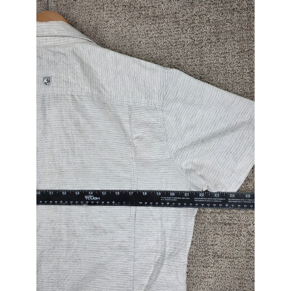 Kuhl Mens Riveara Tapered Fit Short Sleeve Button Down Shirt Gray Striped Medium - Picture 6 of 7